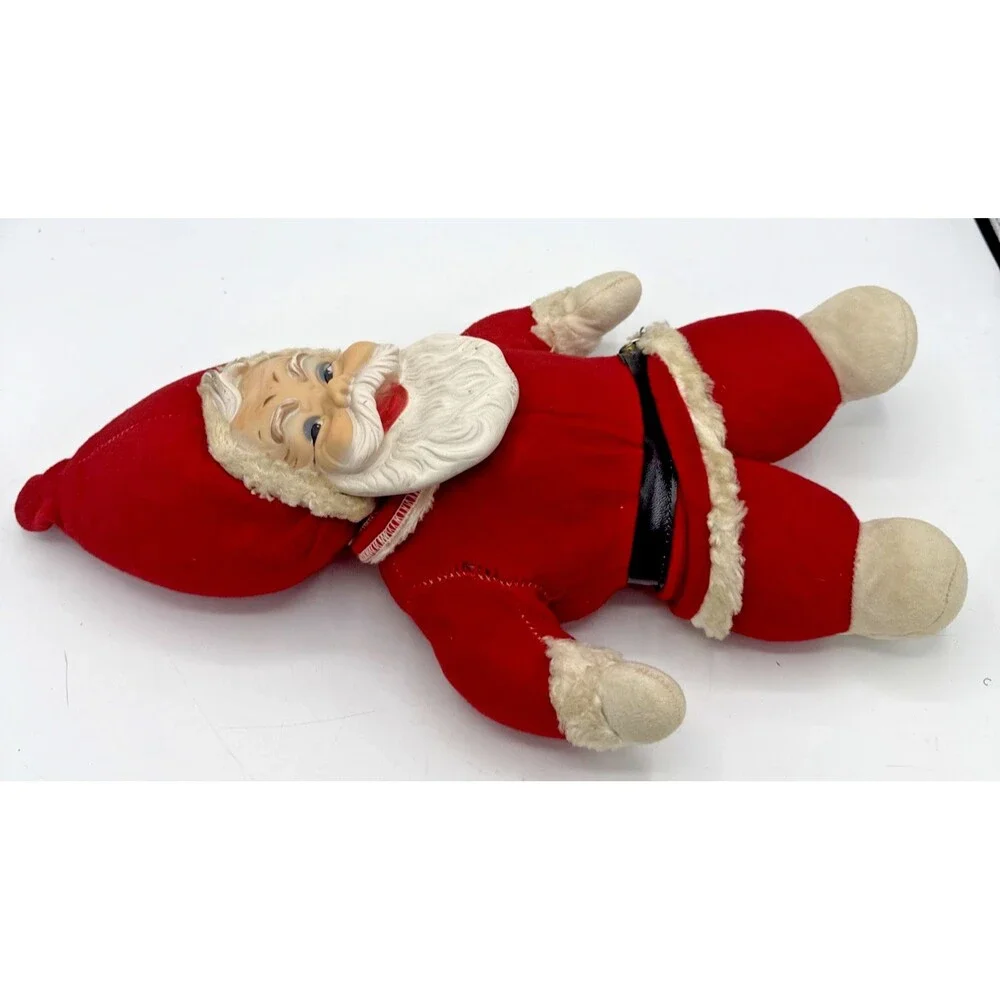 Vintage Rushton Co Rubber Face & Beard Santa Claus Plush Figure/Doll 14”